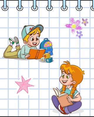 Koululaiset lukevat kirjoja.