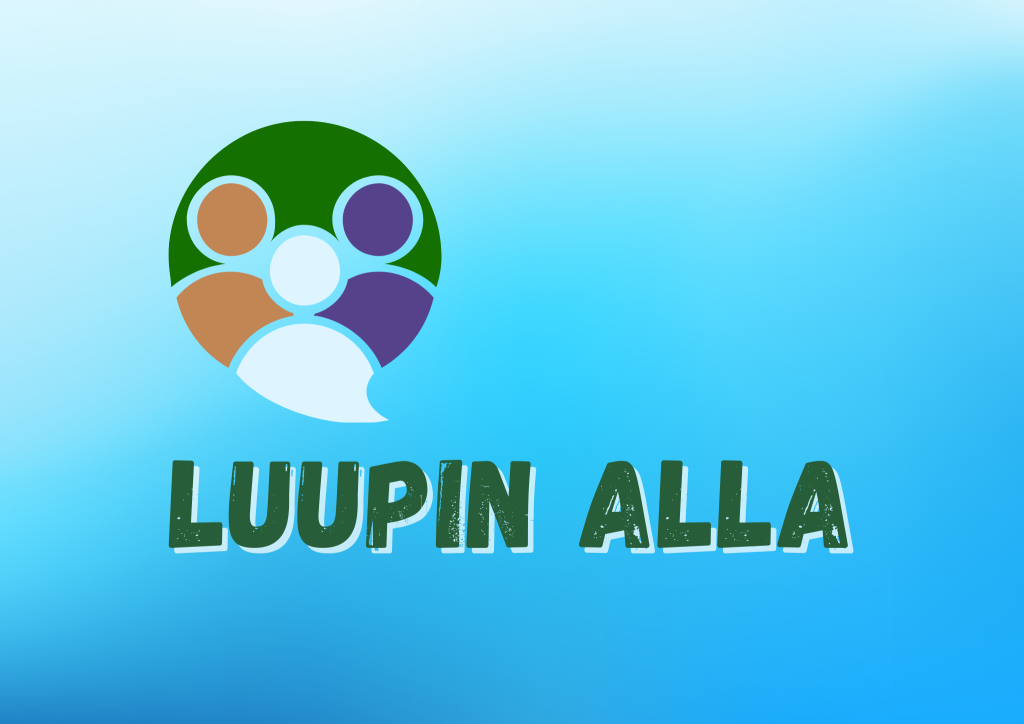 Taivaansinisellä pohjalla värikäs puhekuplagrafiikka ja teksti "Luupin alla".