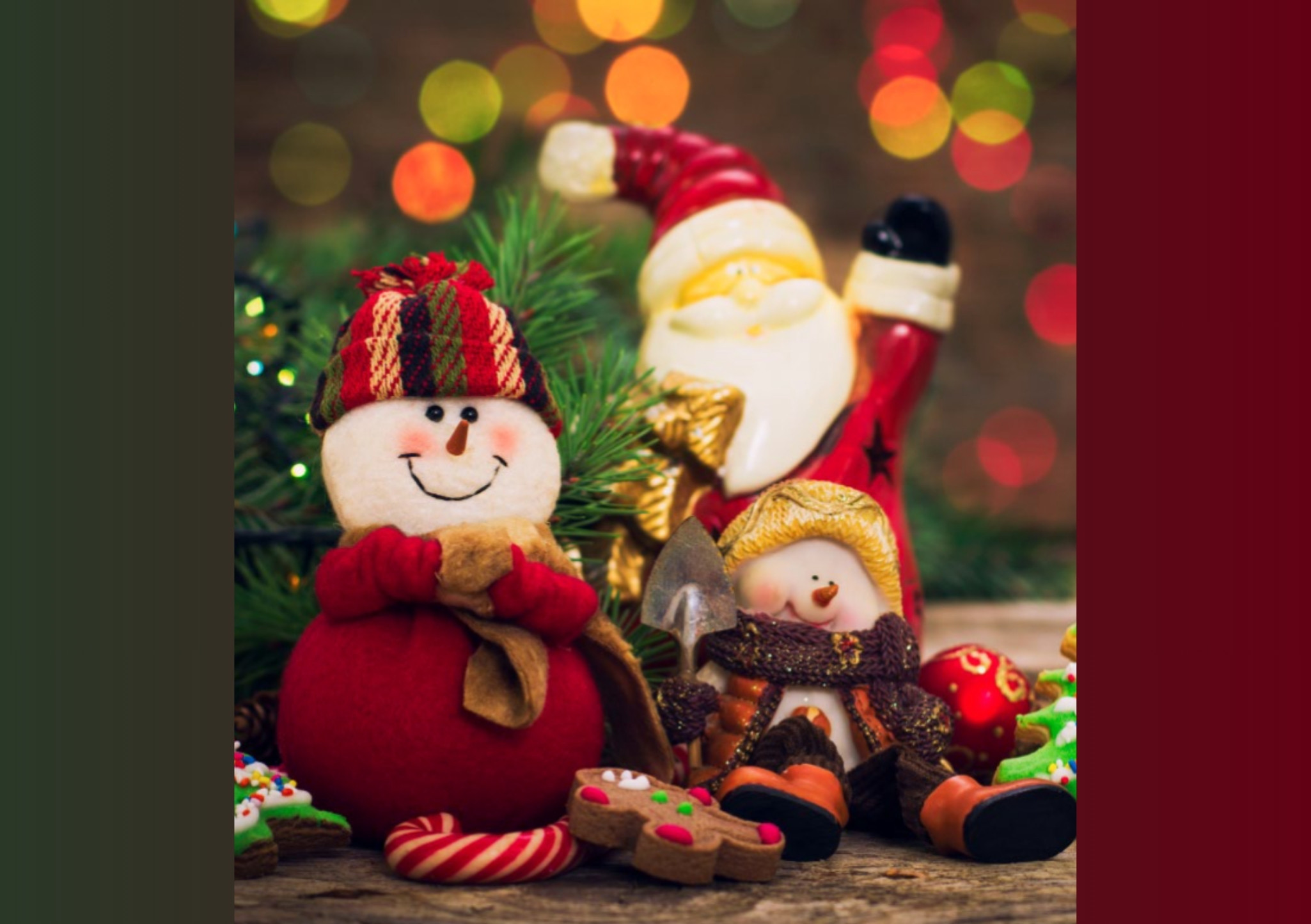 Joulukoristeita tunnelmallisessa kuvassa.