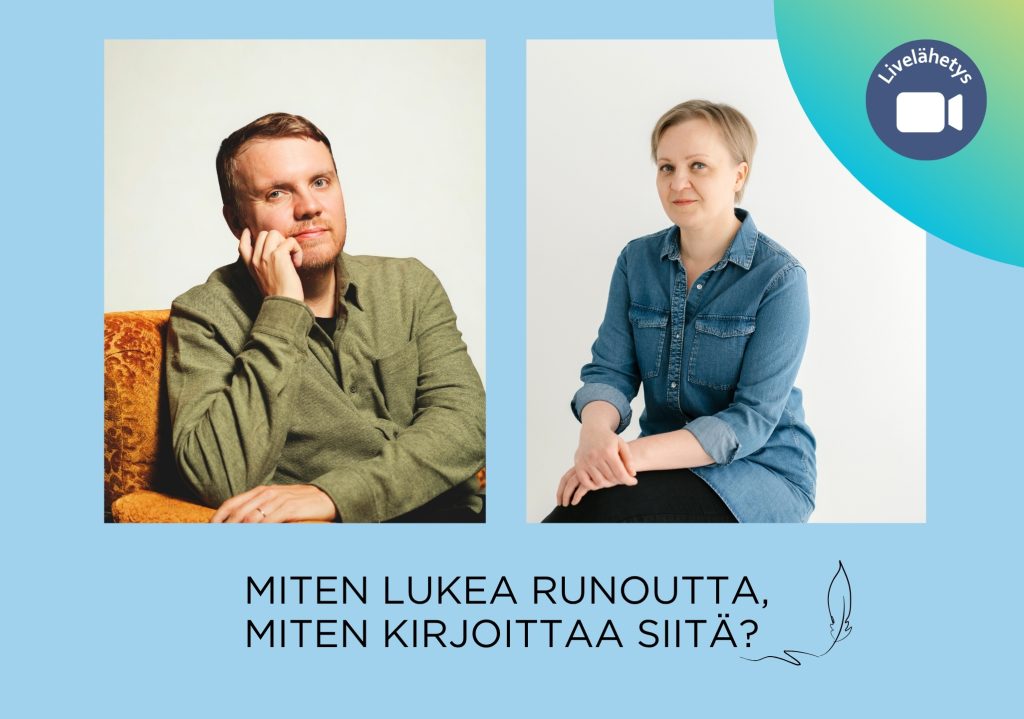 Vaaleansinisillä pohjalla rinnakkain eriliisissä kuvissa Vesa Rantama ja Katri Viitaniemi.