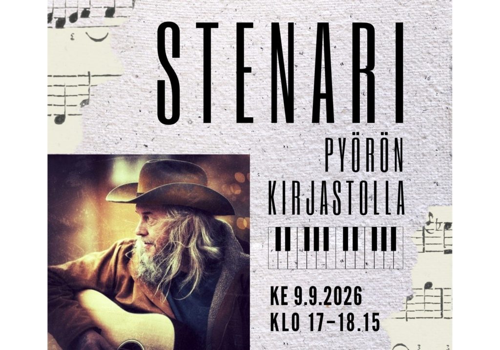 Stetsonpäinen Stenari konserttimainoksessaan kitara sylissään.